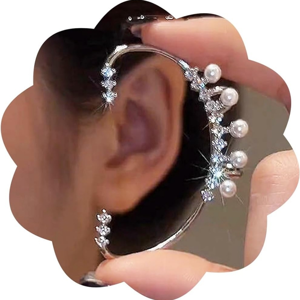 Rhinestone Pearl Ear Cuff